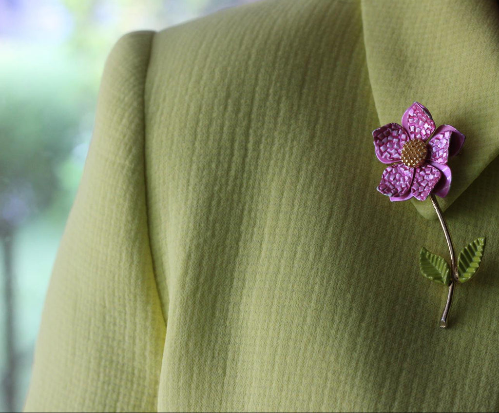 Vintage Pink Flower Brooch Pin