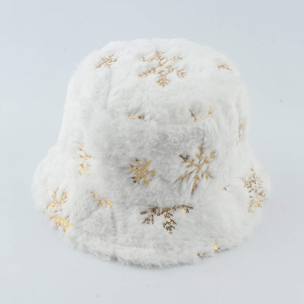 Vintage Fluffy Snowflake Bucket Hat