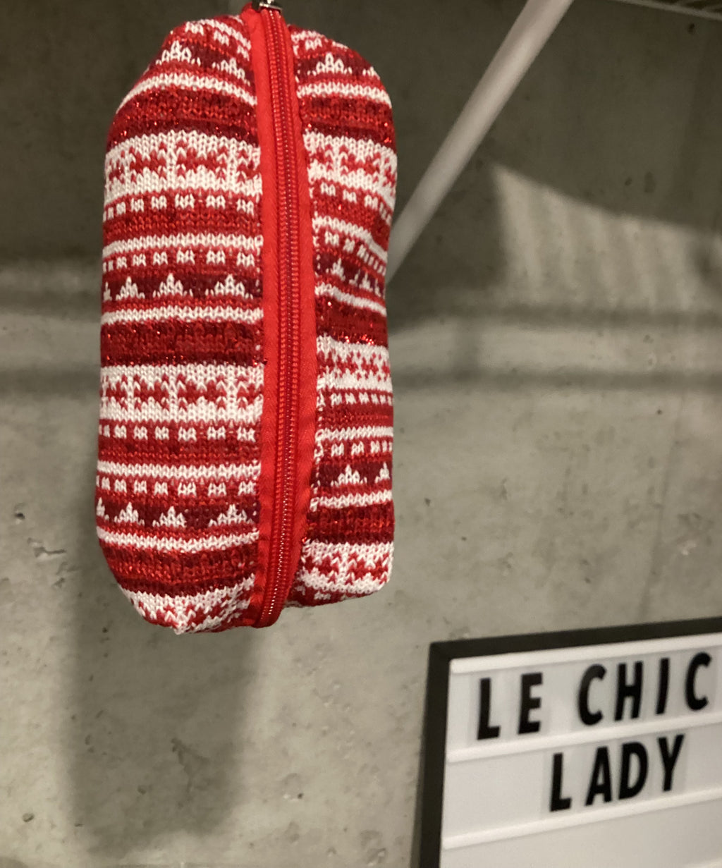 Christmas knitted stripe cosmetic bag | Makeup, accessories organizer