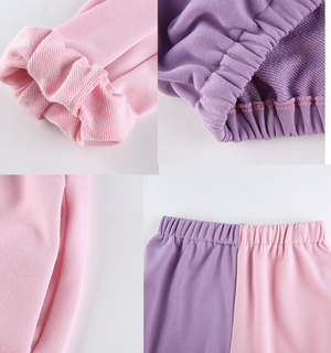 Vintage Lilac Pink Color-block Sweatpants