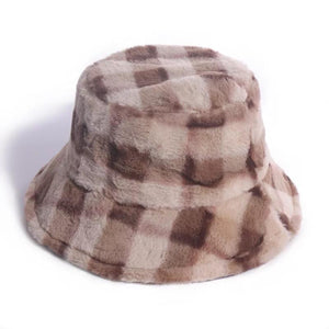 LE CHIC LADY Brown Plaid Bucket Hat