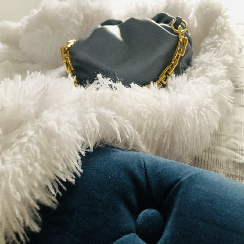 LE CHIC LADY Cloud Handbag with gold chain- Blue Handbag