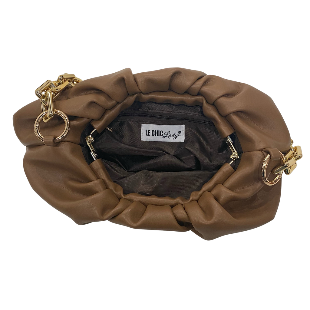 LE CHIC LADY Cloud Handbag with gold chain- Brown Handbag