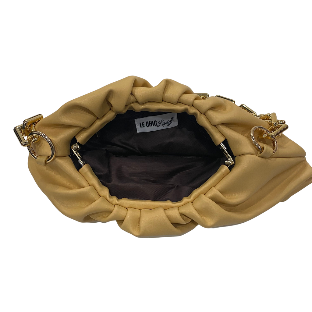 LE CHIC LADY Cloud Handbag with gold chain- Yellow Handbag