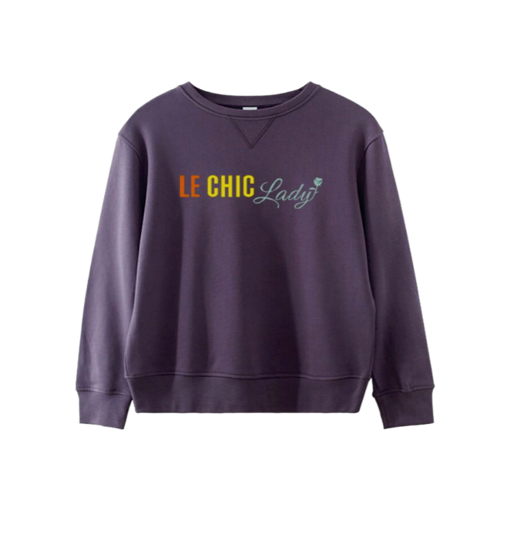 LECHICLADY Purple Vintage LCL Embroidered Sweater